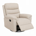 Beige Fabric Recliner Chair with Swivel Base and Manual Adjustment