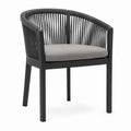 Outdoor Rope Back Chair with Cushioned Seat Aluminum Frame Black Grey