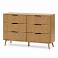 Wood Six-Drawer Dresser with Oak Veneer 120cm x 40cm x 80cm