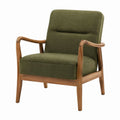 Mid Century Modern Lounge Chair Wood Frame Green Upholstery 29.5in x 27.6in x 31.5in