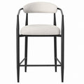 Metal Frame Bar Stool with Polyester Upholstery Black/Ivory 100cm