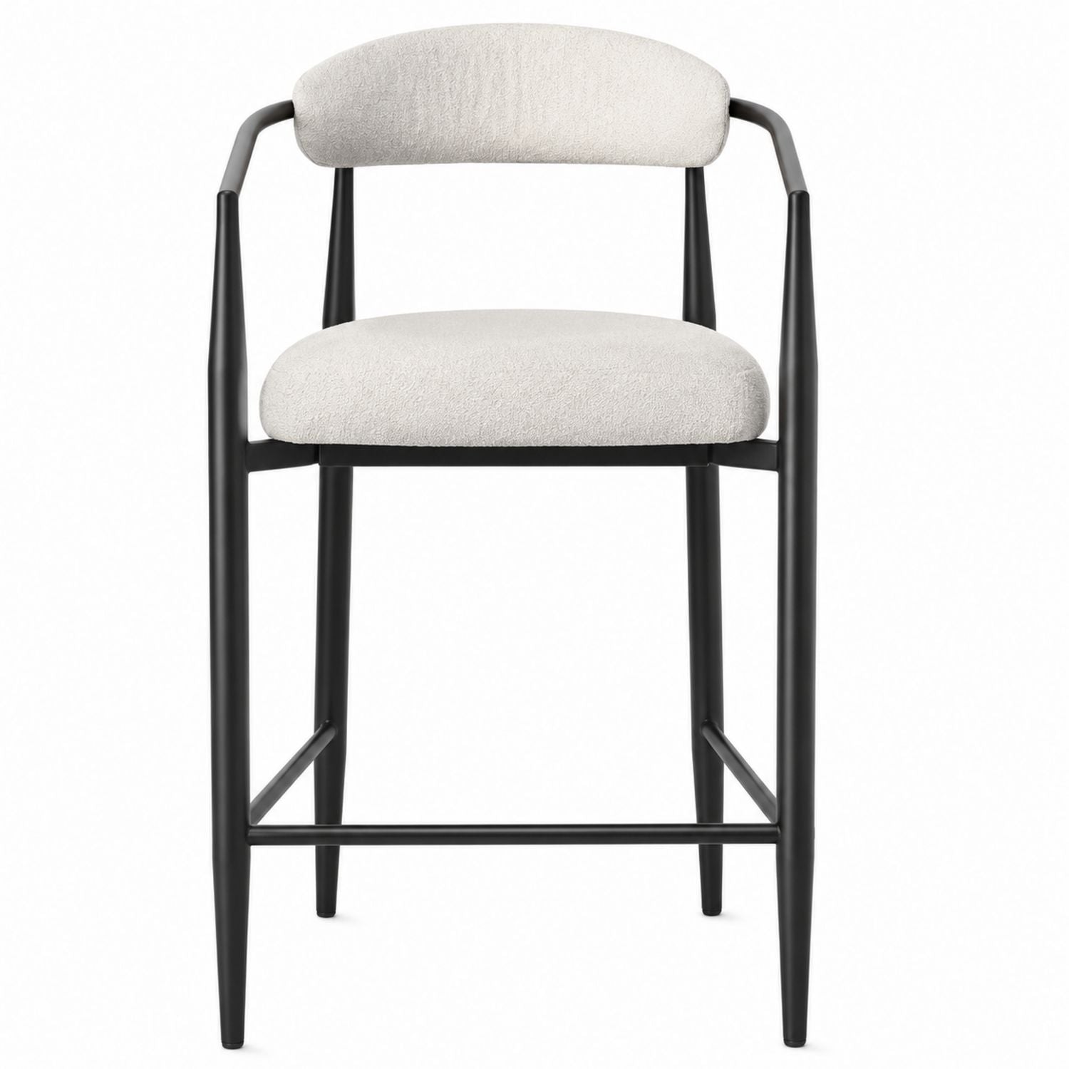Metal Frame Bar Stool with Polyester Upholstery Black/Ivory 100cm
