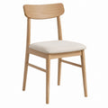 Wood Dining Chair with Fabric Seat Oak/Beige 45x50x80 cm