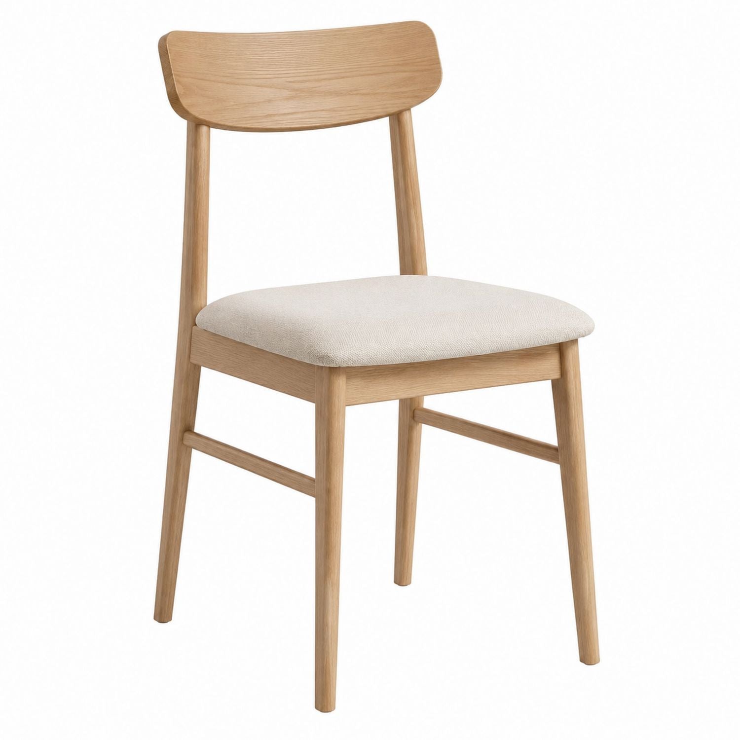 Wood Dining Chair with Fabric Seat Oak/Beige 45x50x80 cm