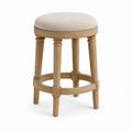 Round Wood Bar Stool with Linen Cushion 76cm