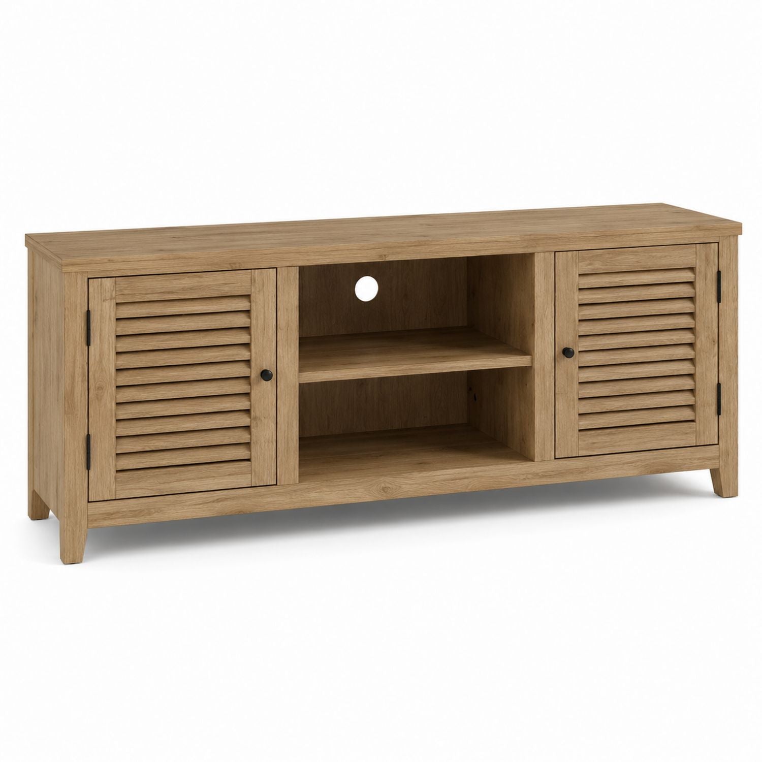 Wood TV Stand with Louvered Doors, 150 cm