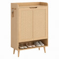 Wooden Shoe Storage Cabinet with Rattan Doors
