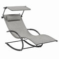 Outdoor Rocking Lounger with Adjustable Canopy and Headrest Steel Frame Gray
