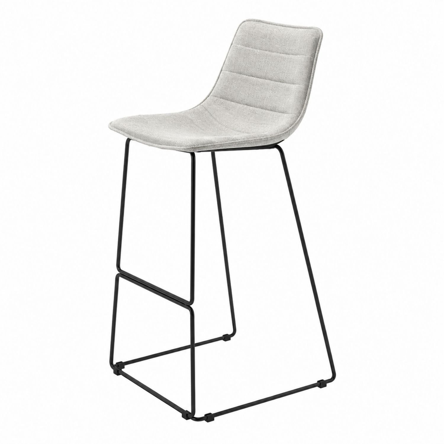 Bar Stool with Polyester Seat and Metal Frame, 107cm Grey