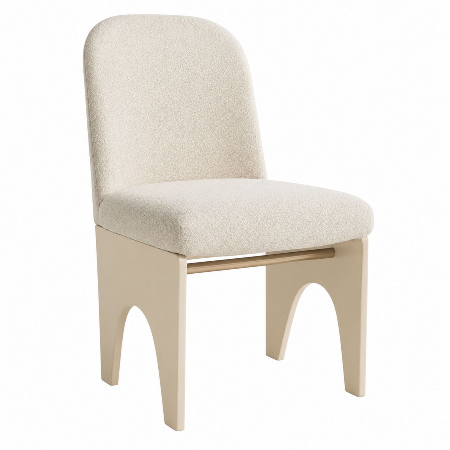 Beige Upholstered Dining Chair with Arch Legs