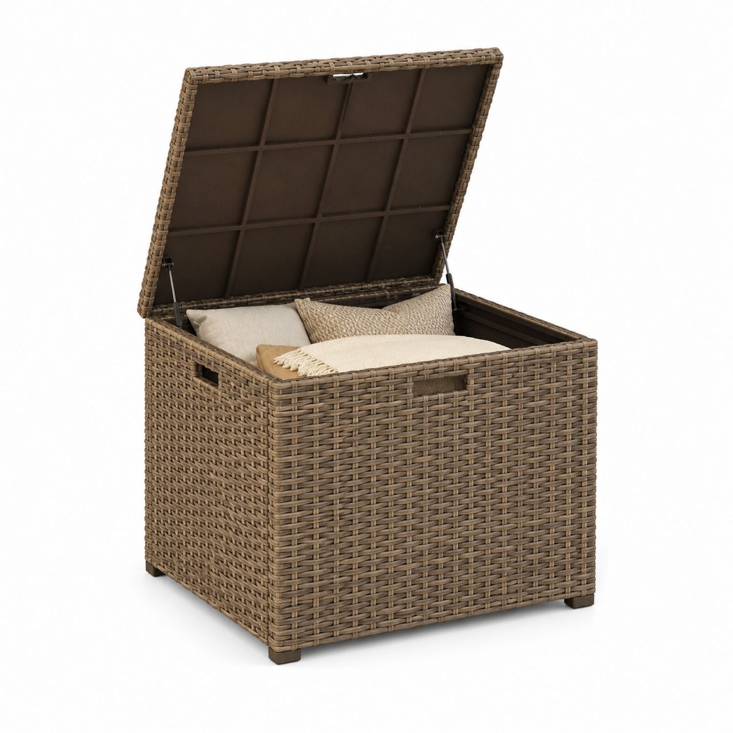 Outdoor Wicker Storage Box with Cushion Storage - Brown