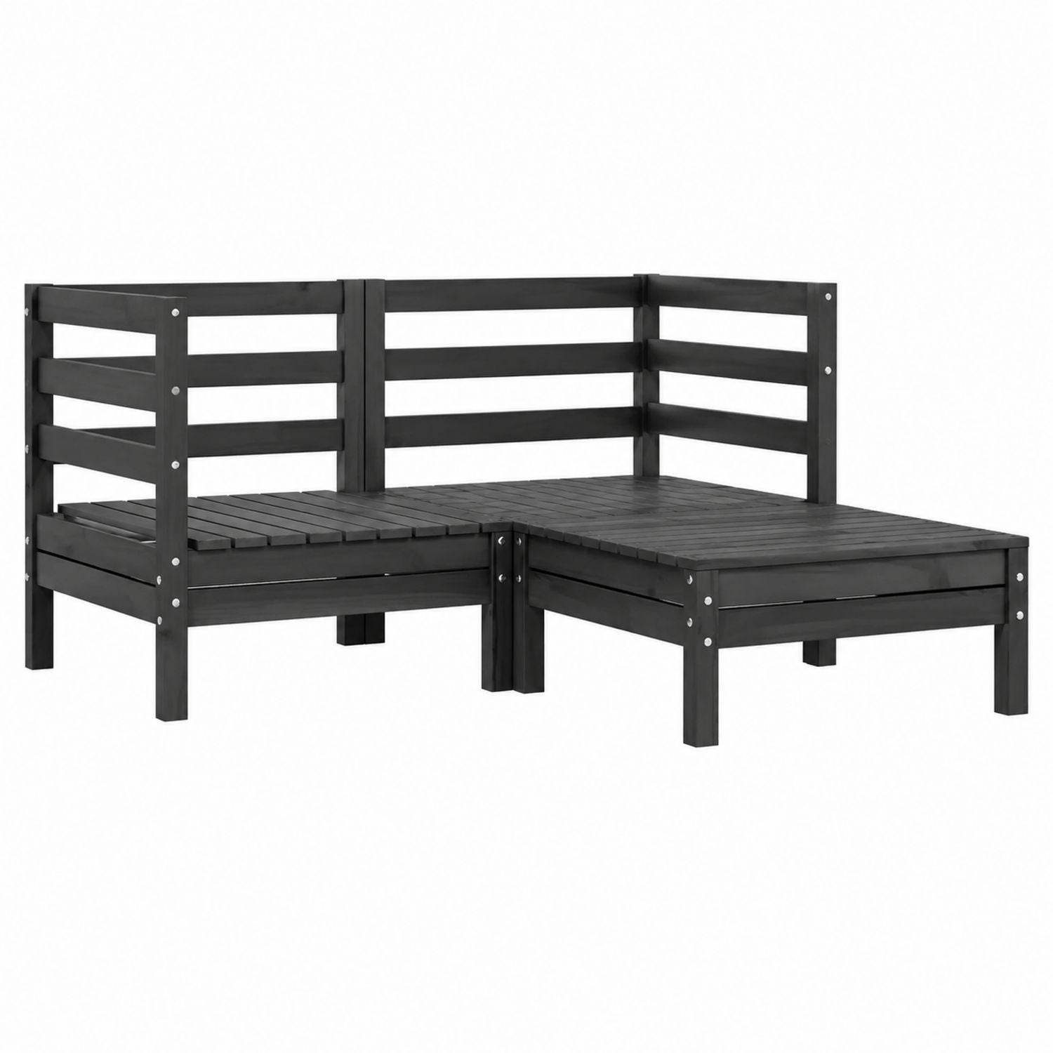 Outdoor Wood Corner Sofa Set Acacia Black