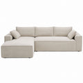 Corduroy Fabric L-Shaped Sectional Sofa Light Gray 275cm
