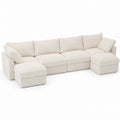 Corduroy Sectional Sofa Set Beige 300cm x 200cm