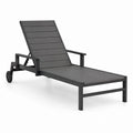 Outdoor Adjustable Aluminum Chaise Lounge with Wheels Dark Gray