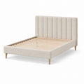Upholstered Queen Platform Bed Solid Wood Frame with Polyester Fabric