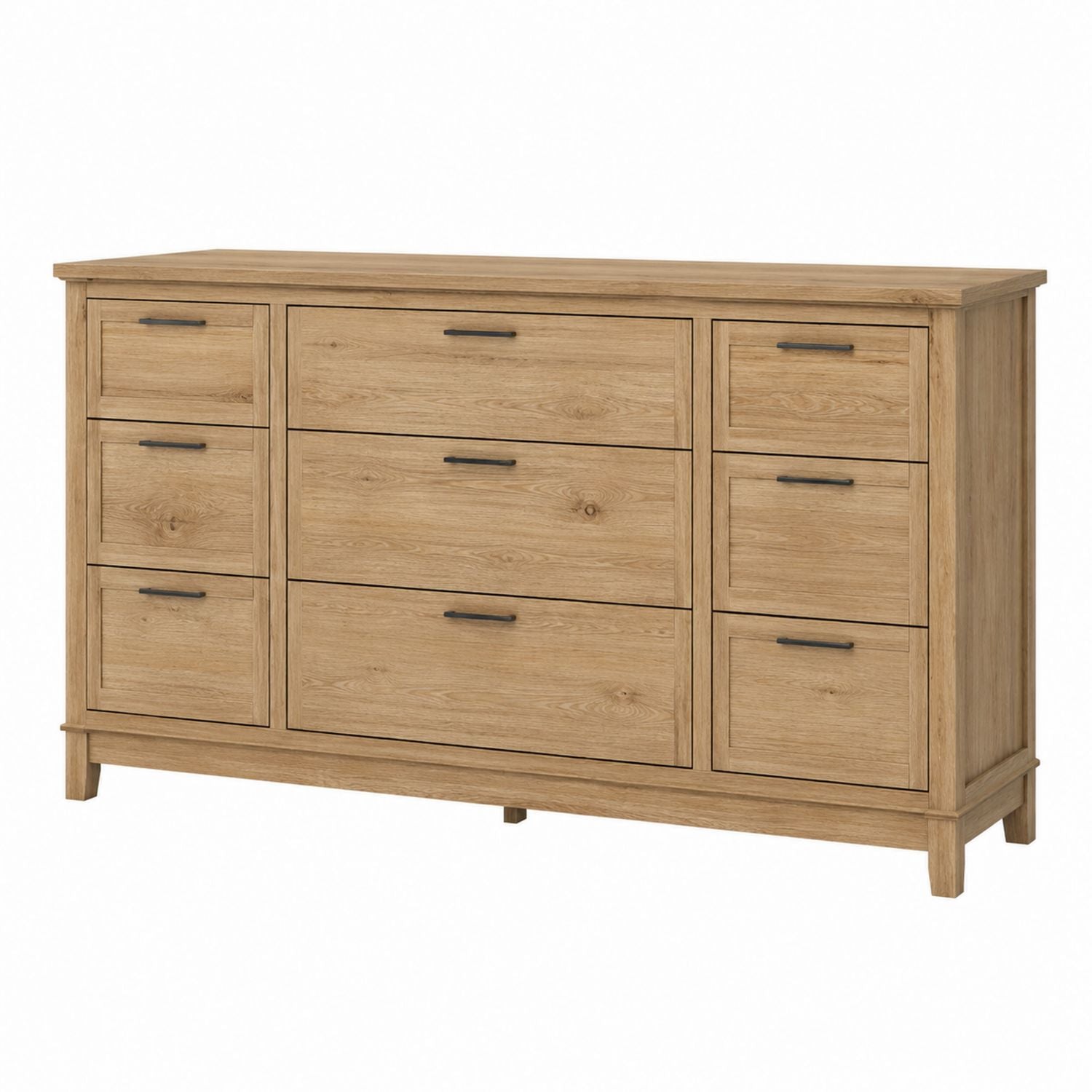 Wooden Dresser with 8 Drawers Oak 150cm