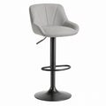 Adjustable Swivel Bar Stool with Fabric Seat and Metal Base in Light Grey