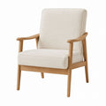 Solid Wood Accent Chair with Polyester Blend Upholstery in Beige