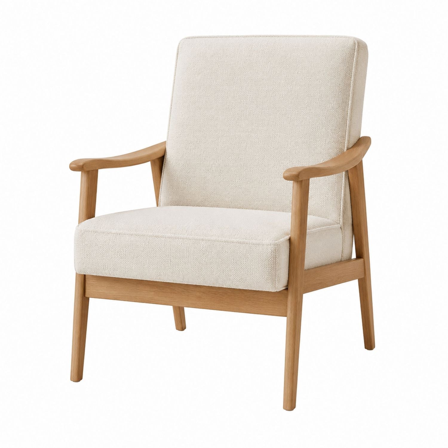 Solid Wood Accent Chair with Polyester Blend Upholstery in Beige
