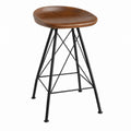 Wood Seat Bar Stool with Metal Frame Brown 75 cm