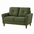 Green Fabric Loveseat with Wooden Legs 150cm