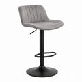 Adjustable Swivel Bar Stool Faux Leather Gray Seat with Black Metal Base