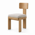 Oak Dining Chair with Polyester Fabric Seat Beige 45x50x80 cm