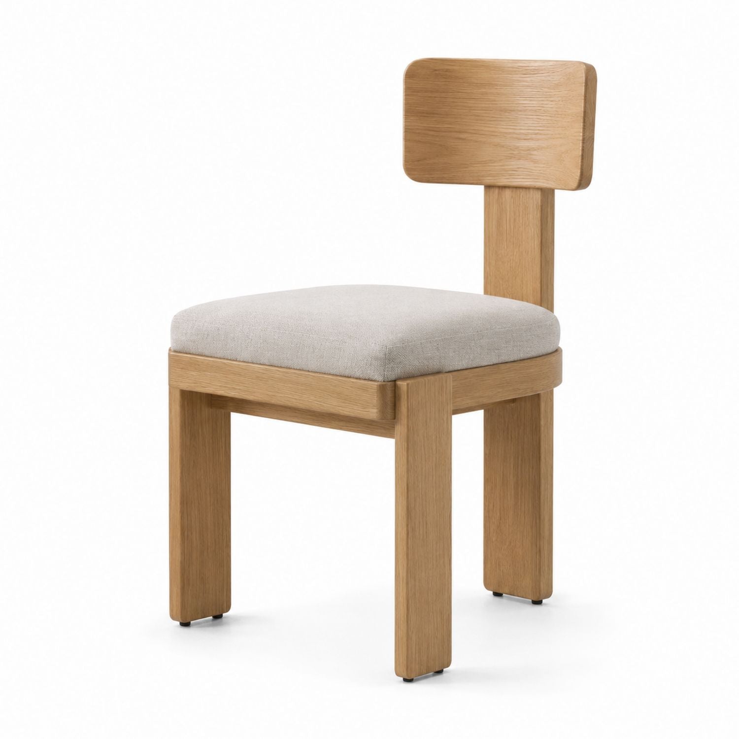 Oak Dining Chair with Polyester Fabric Seat Beige 45x50x80 cm