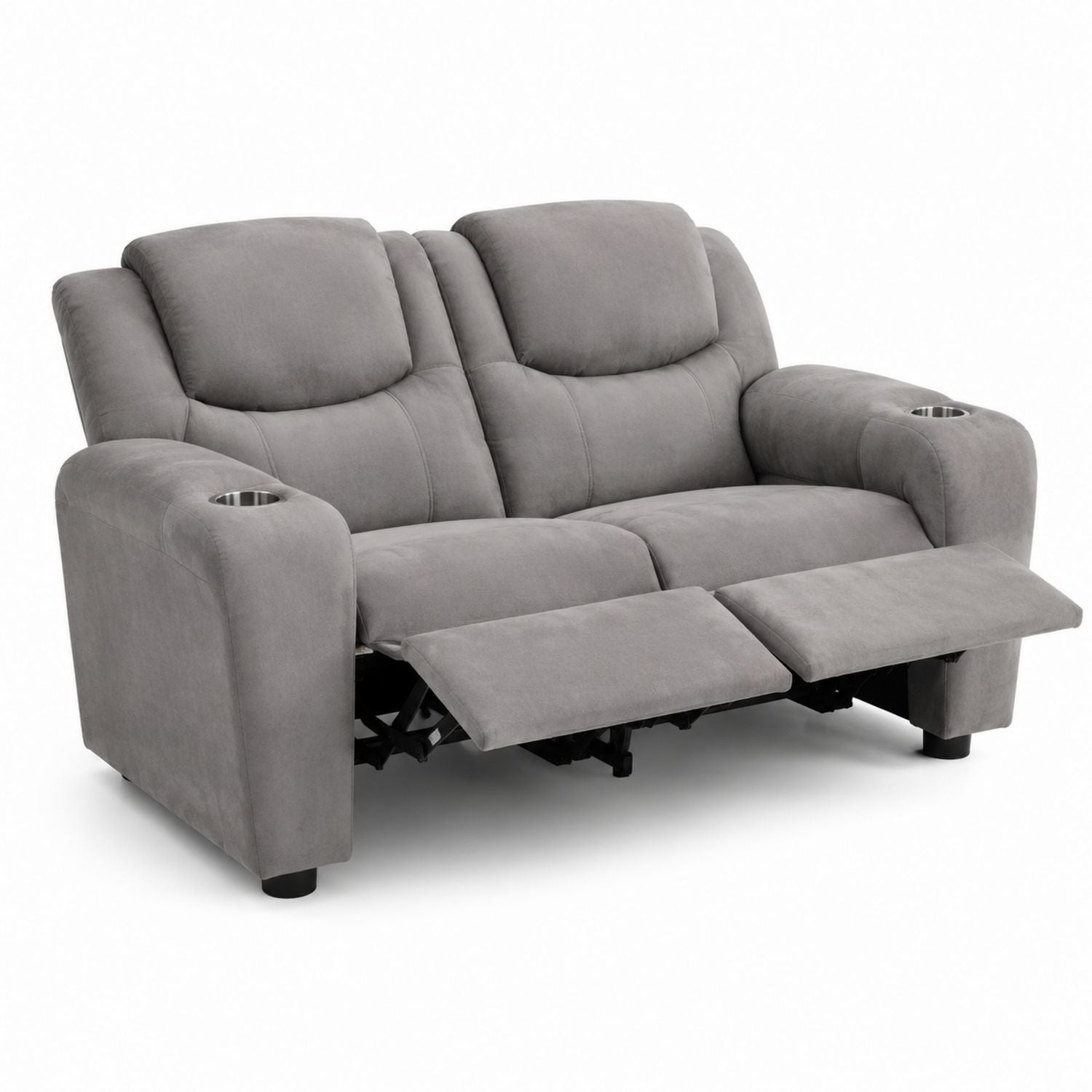 Microfiber Recliner Sofa with Dual Cup Holders - Gray