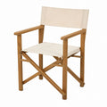 Teak Director's Chair Canvas Seat Natural Tan 56cm Width 90cm Height