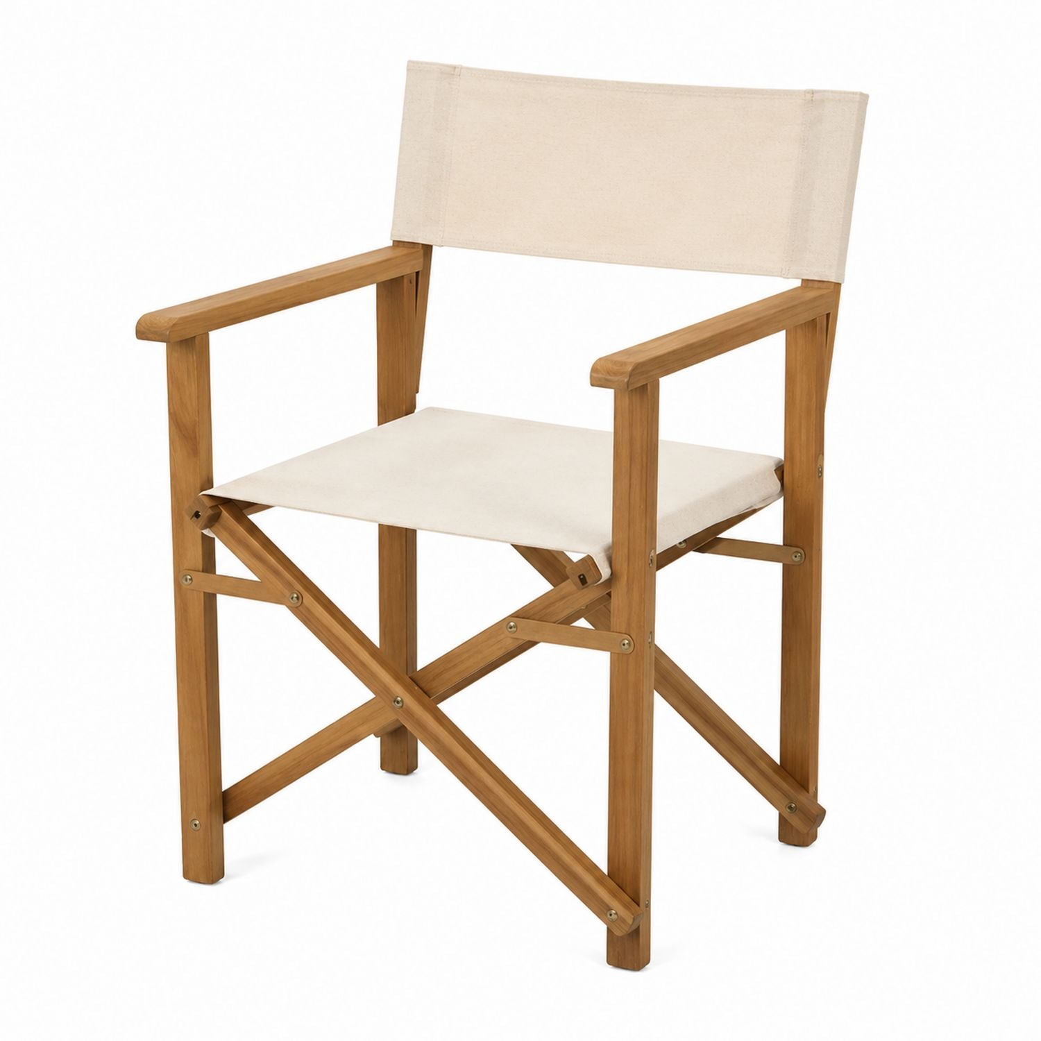 Teak Director's Chair Canvas Seat Natural Tan 56cm Width 90cm Height
