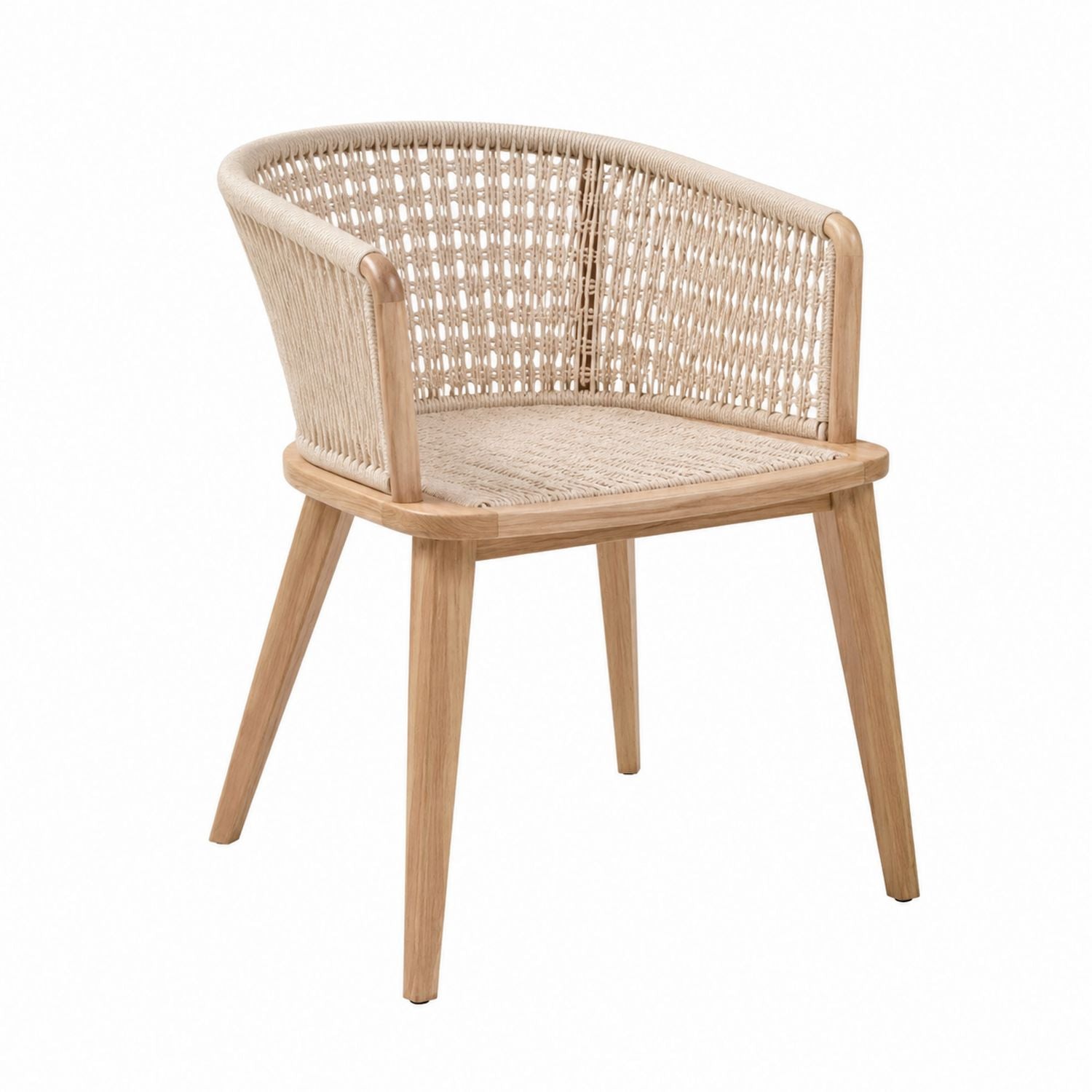Teak and Synthetic Rattan Outdoor Chair Beige