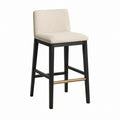 Fabric Upholstered Bar Stool with Black Wood Frame and Beige Seat 75cm Height