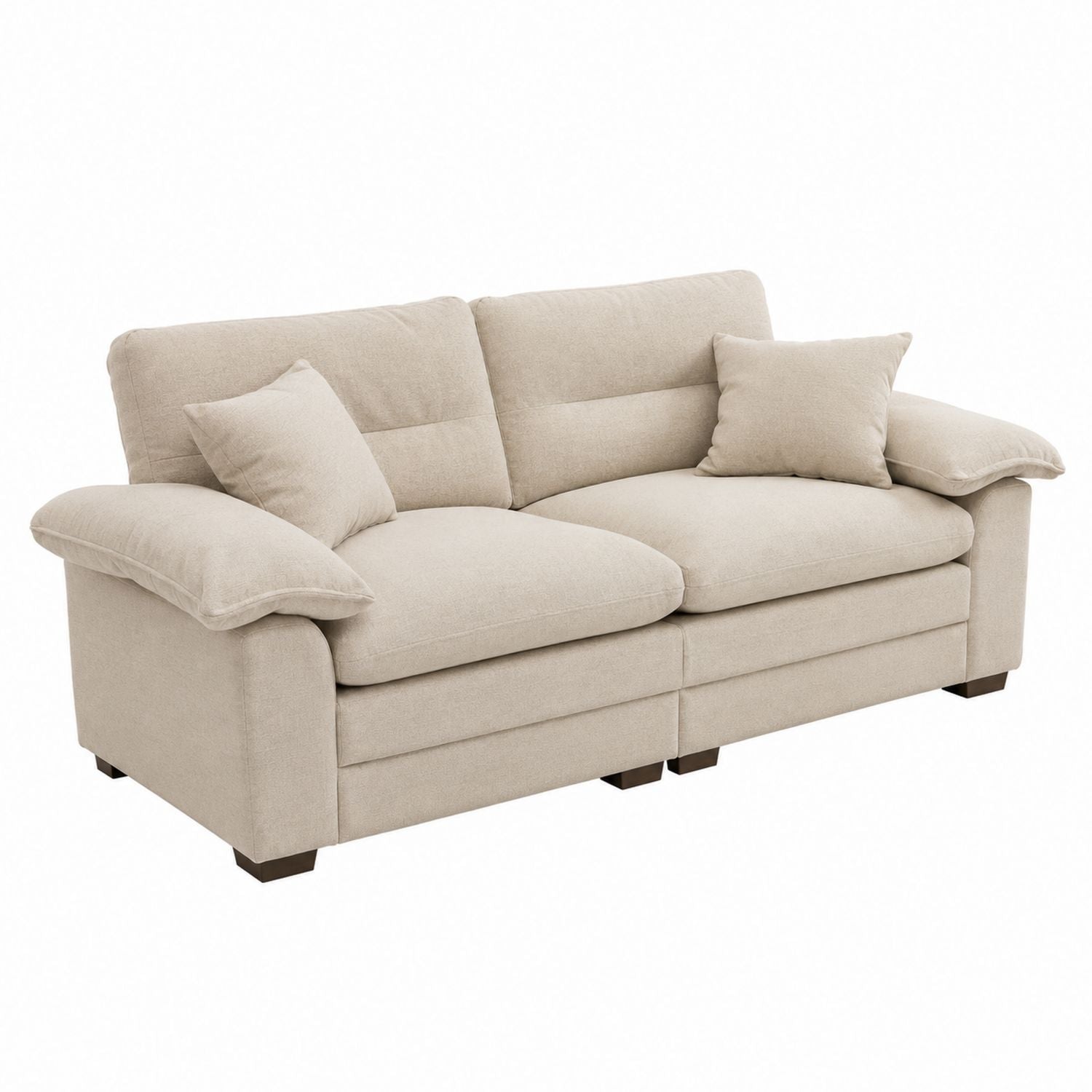 Beige Fabric Sofa with Removable Cushions 200cm
