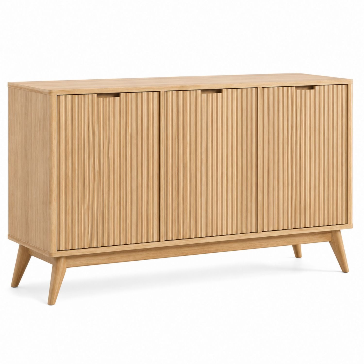 Wood Sideboard Buffet Cabinet with 3 Doors in Oak Finish
