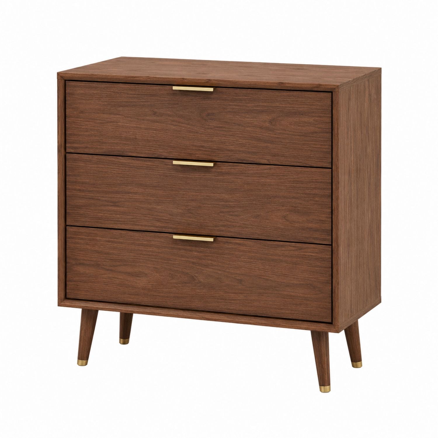 Walnut Wood Three-Drawer Dresser 80cm x 40cm x 90cm