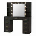 Black MDF Vanity Table with Mirror and Lights