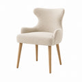 Beige Upholstered Armchair with Oak Legs