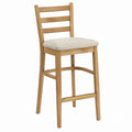 Wooden Bar Stool with Fabric Seat Cushion Natural Finish 104cm Height
