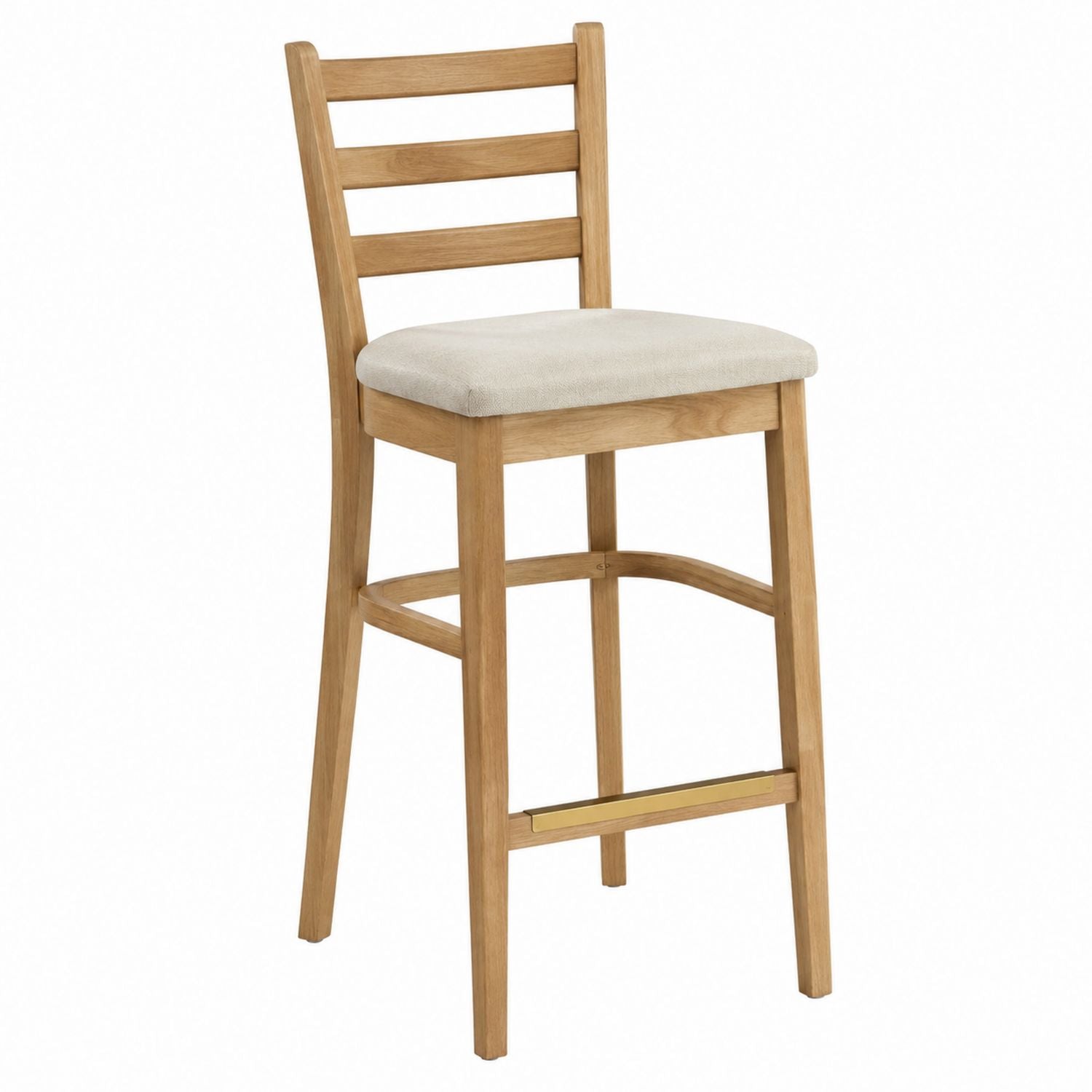 Wooden Bar Stool with Fabric Seat Cushion Natural Finish 104cm Height