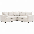 Linen Fabric L-Shaped Sectional Sofa Beige