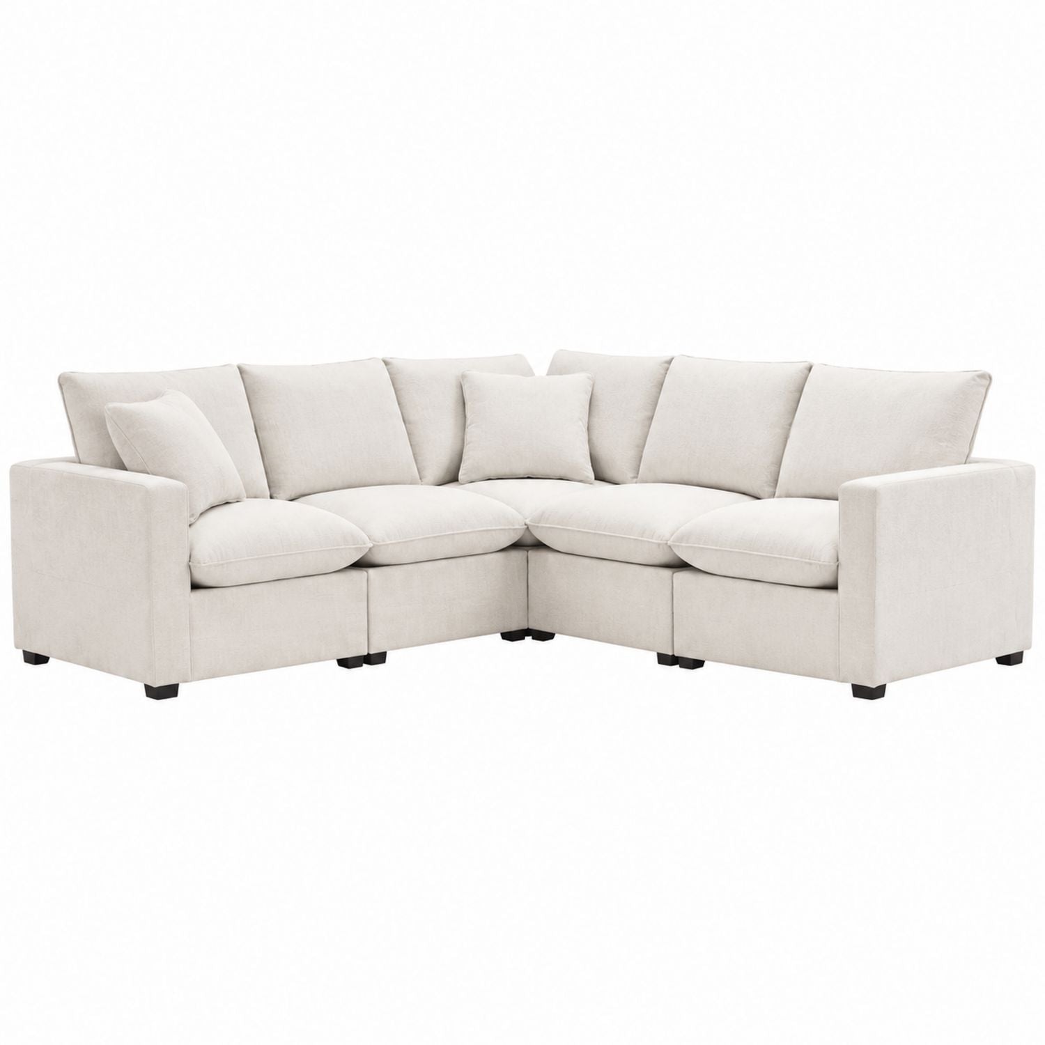Linen Fabric L-Shaped Sectional Sofa Beige