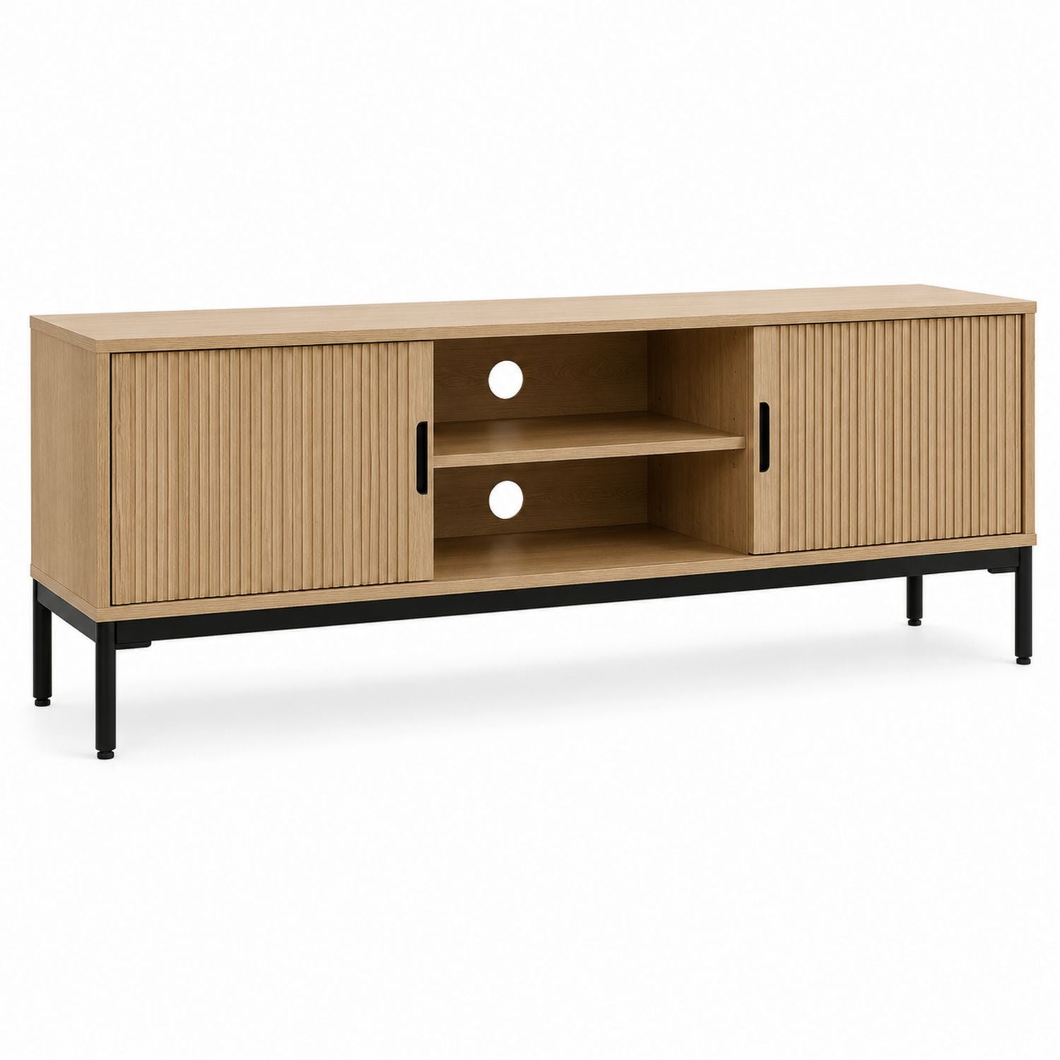 Wood TV Stand with Metal Legs 152cm