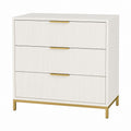 White 3-Drawer Dresser with Gold Metal Handles
