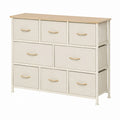 Fabric Drawer Dresser with Metal Frame and MDF Wood Top Beige 9-Drawer 80cm x 30cm x 93cm