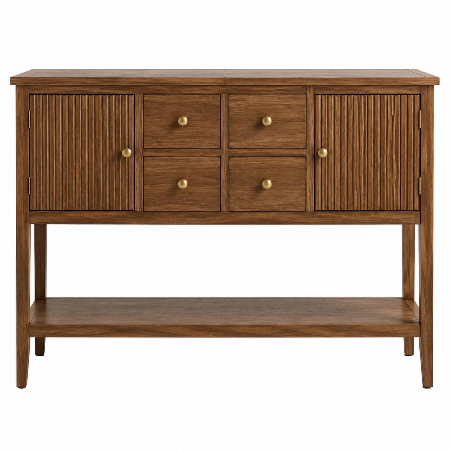 Wooden Sideboard with Brass Knobs, 152cm x 40cm x 86cm