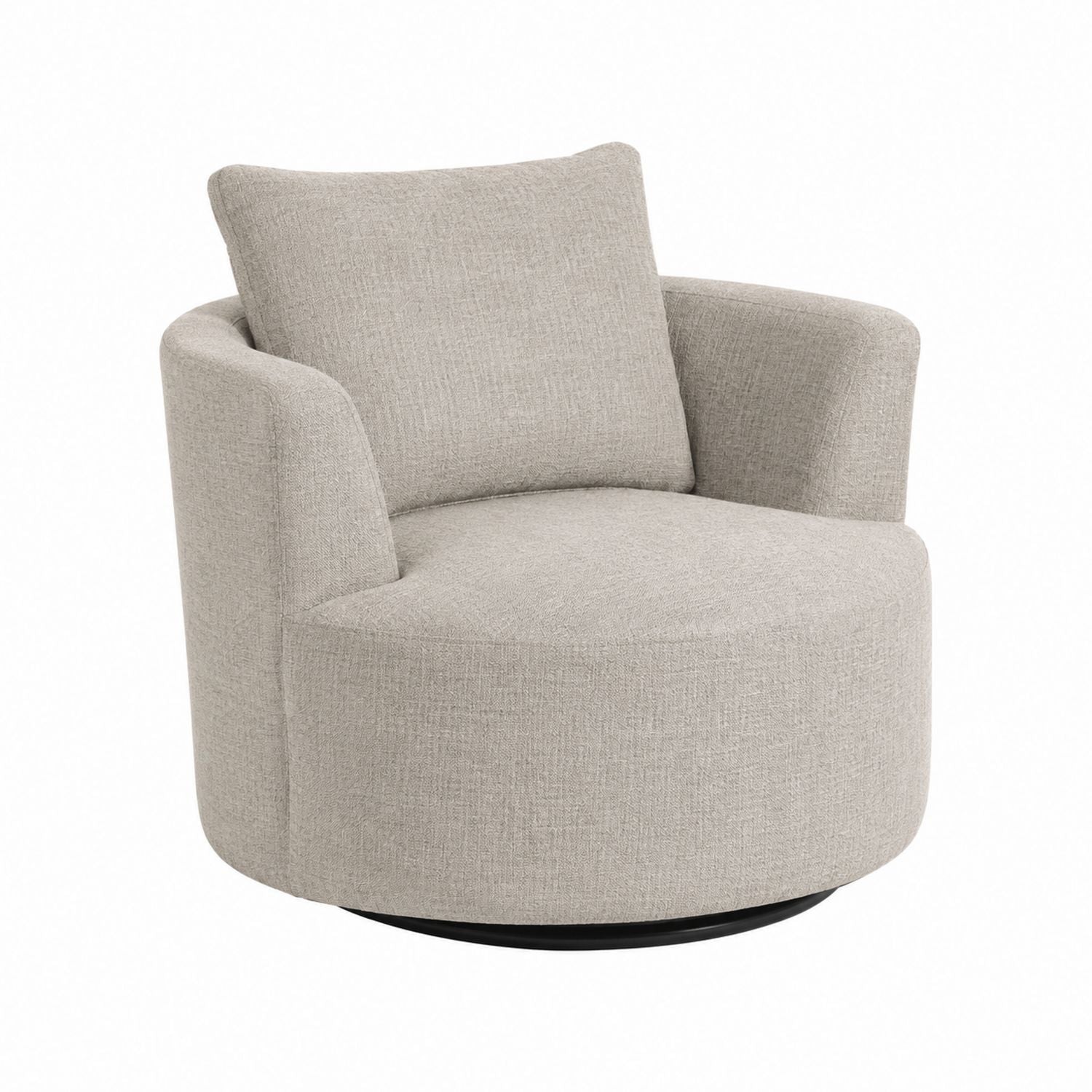 Polyester Fabric Swivel Lounge Chair with Cushion Round Design 85cm Height