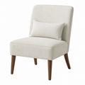 Boucle Fabric Lounge Chair with Wooden Legs